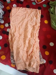 Peach Embroidered Kurti Set