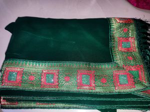 Stunning Green Saree with Stone Work Border