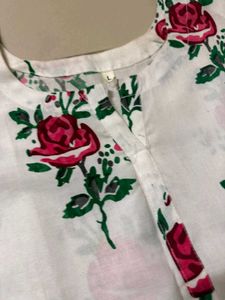 White Printed Cotton Suit Set