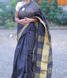 Elegant Black &amp; Gold Cotton Saree
