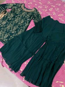 Green &amp; Gold Indian Outfit Sharara Set
