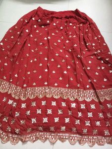 Red &amp; Gold Embellished Lehga Set