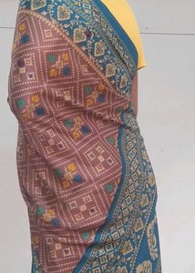 Elegant Blue &amp; Brown Saree