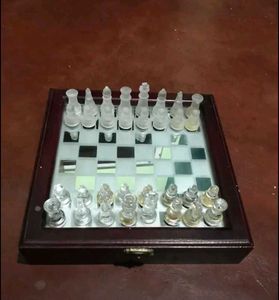 Glass Chest Set With Wooden Case