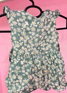 Floral Girls Dress with front open button