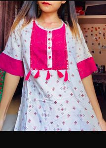 Cute Pink & White Kurta