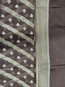 3 Pc Brown Silk Suit Set