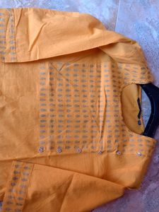 Yellow Colour Kurta With Golden Printed