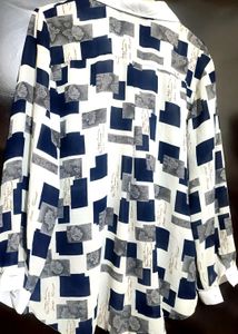 Blue,White,Grey Check Print Top Like Shirt 38 Bust