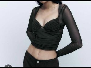 Zara Mesh Long Sleeve Top
