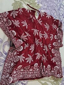 Maroon Floral Kaaftan