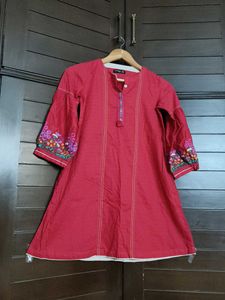 Sapphire Kids Girl Red Floral Embroidery Dress