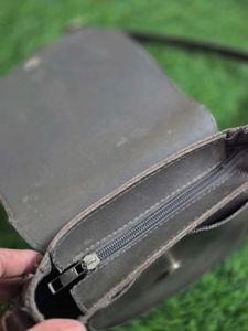 Vintage Grey Leather Shoulder Bag