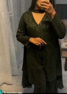 Black Sequin Kurta Set.