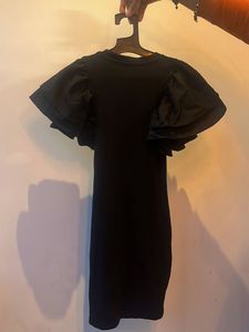 Black Ruffle Sleeve Dress