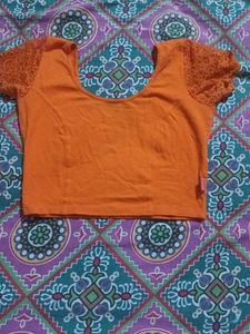 Orange Readymade Saree Blouse