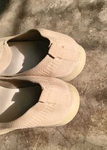 Beige Knit Slip-On Loafers