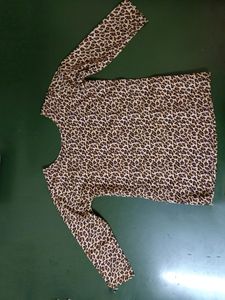 Women Black &amp; Beige Animal Print Top
