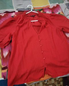 Red Button-Down Top