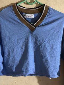 Blue V-Neck Crop Top