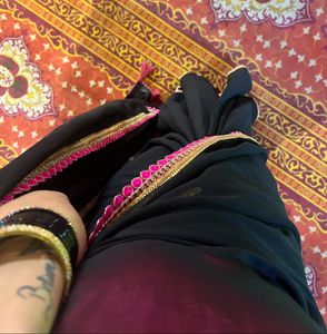 Selling Black Georgette Saree With Rani Pink Blous