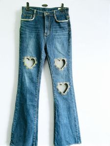 Heart Cutout Flare Jeans