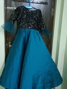 New Trendy Party Wear Velvet Frills Anarkali Gown