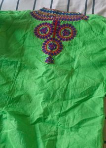 Green Embroidered Kurta
