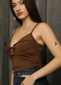 new Cute Brown Tie-Front Tank Top and inner wear