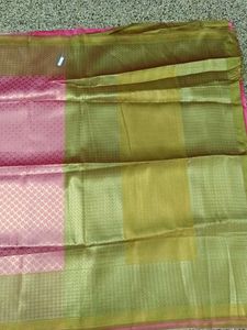 New Pink And Apple Green Viscose Kanchi Saree