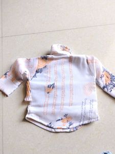 White Multicolour Top With Blue Jeans