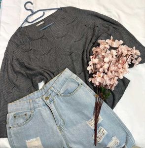 🎁Buy1 Get1 Free Stylish Grey Knitted Top D