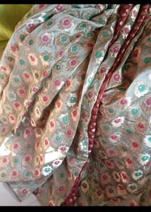 Designer Multicolour Silk With Handwork Touc