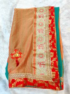 Pot Pattern Border Double Colour Saree