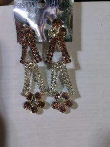 Marry Pink  And White Stone  In Jarkin Nags Earrin