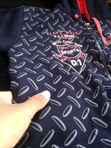 Boys Blue Printed Hoodie