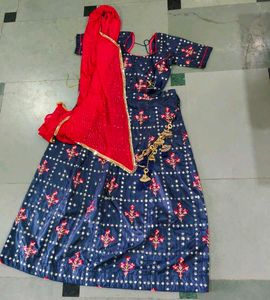 Navy & Red Lehenga Set