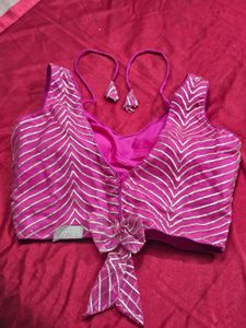 Pink &amp; Gold Leheriya Blouse