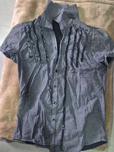 Gingham Ruffle Blouse Made In Italy