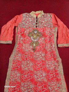 PEACH KURTI SUIT SET