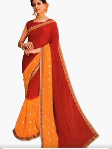 Laxmipati Women's Chiffon Saree red ♥️
