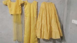 Lehenga With Slit Kurti And Dupatta