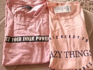 Set Of 2 Solid Casual T Shirts