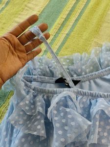 Cute Blue Ruffle Top