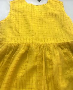 Yellow Checks Full Length Frock