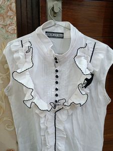 White Frylled Top