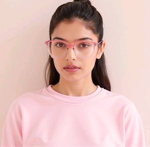 Lenskart Pink Transparent Full Rim CatEye Blu Lens