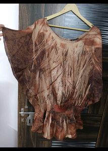 Boho Brown Print Top