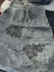 Grey Floral Saree