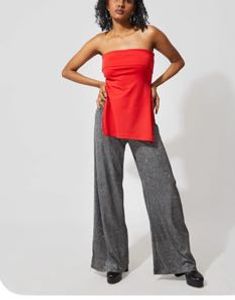 Red Long Hem Tube Top